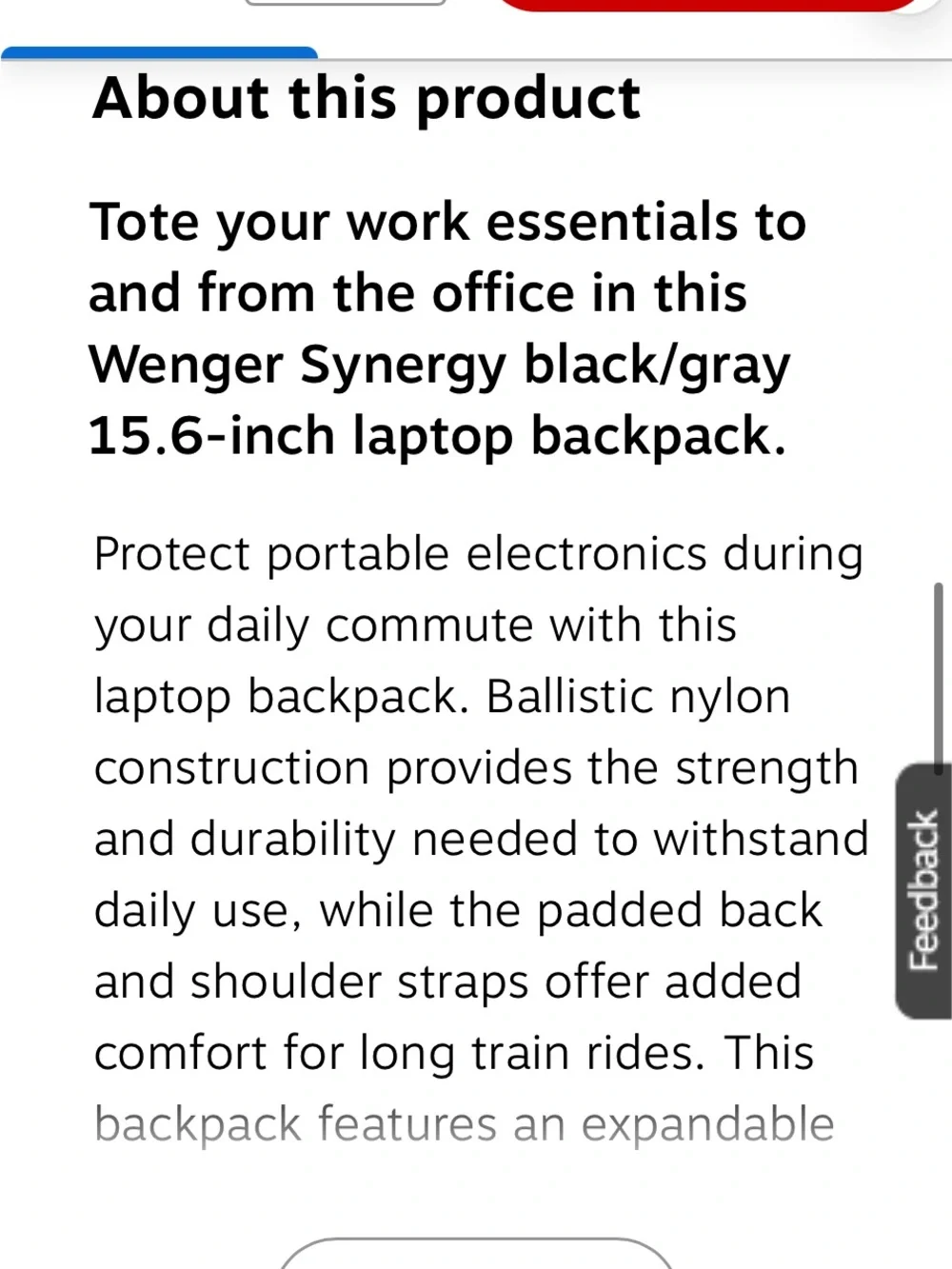 SwissGear Black and Gray Travel Laptop Backpack with Red Logo Accent